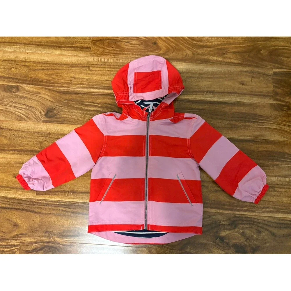 Hanna Andersson Wind At Your Back Anorak Jacket, Red and Pink Stripe, Size 3T